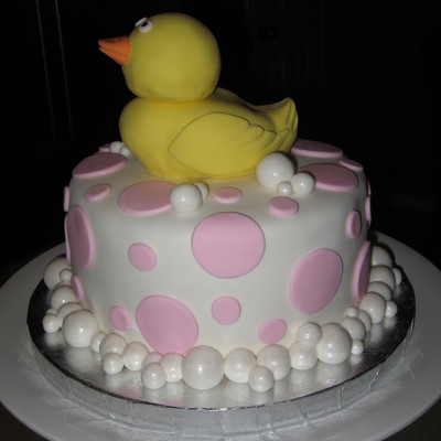 Ducky And Pink Polka Dots Cake