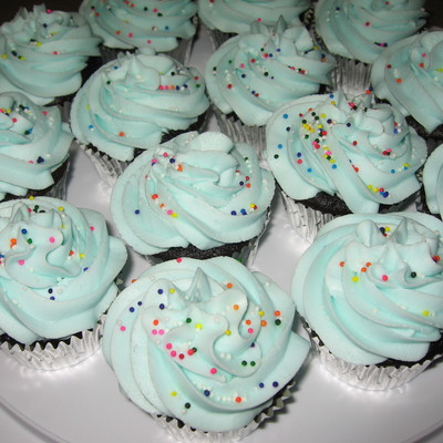 Light Blue Cupcakes With Sprinkles