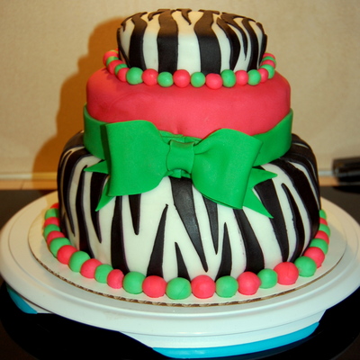 Zebra Print Birthday Cake