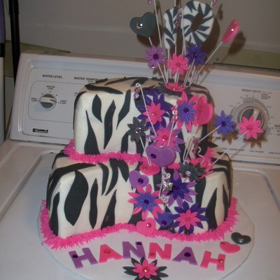 Paisley Shaped, Zebra Striped, Bling Birthday Cake