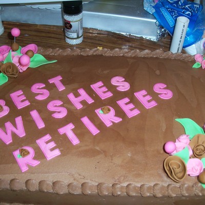 Chocolate Sheet Cake With Pink Ribbon Roses