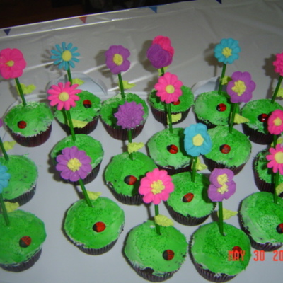 Summer Flower And Lady Bug Cupcakes