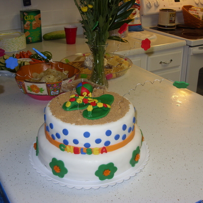 Luau Themed Birthday Cake