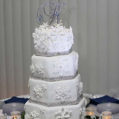 Ally And Michael's Snowflake Wedding Cake