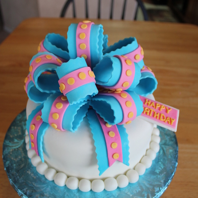 Blue, Pink & Yellow Birthday Cake W/ Mmf