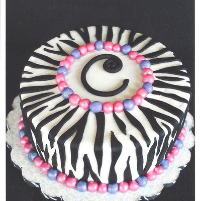 Zebra Cake With Pink And Purple Accents