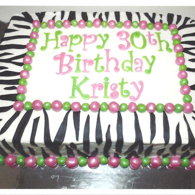 Zebra Cake With Pink And Green Accents