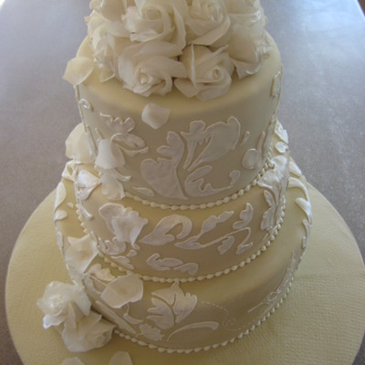 Embroided Rose Wedding Cake