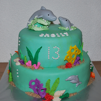 Tropical Dolphins Theme Cake