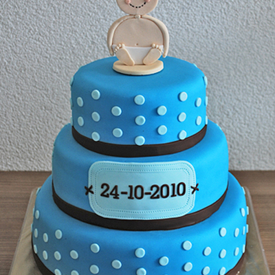 Blue Baby Boy Christening Cake