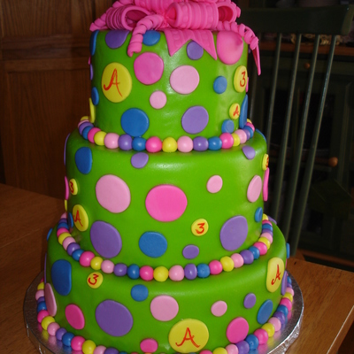 Three Tier Birthday Cake With Bow