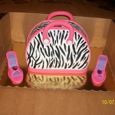 Zebra Purse With Mini Shoes For 5Th B-Day Party!