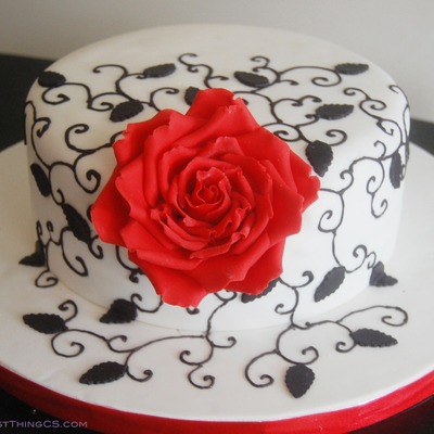 Red Rose Anniversary Cake