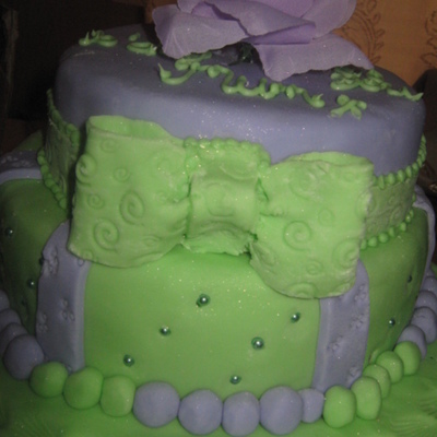 Green And Lilac Parcel Cake