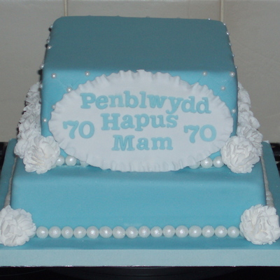 Tiffany Blue, Carnation And Pearl 70Th Birthday Cake