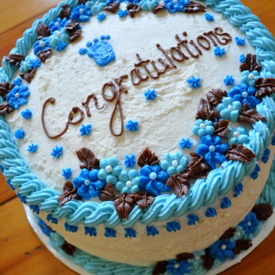 Blue Flower Baby Shower Cake