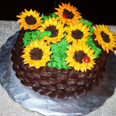 Basket Of Sunflowers Cake