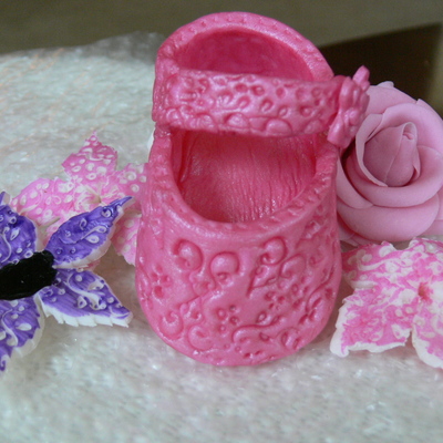 Pink Embossed Baby Shoe