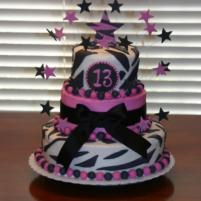 Zebra Print Birthday Cake