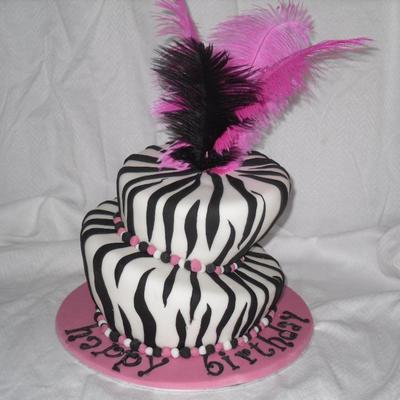 Zebra Print/ostrich Feather Wonky/whimsical Cake