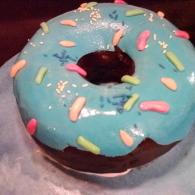 Giant Chocolate Donut With Blue Frosting