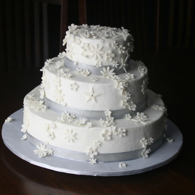Silver Flower Cascade Wedding Cake