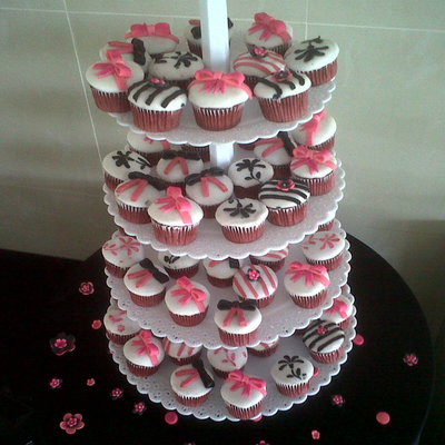 Pink Black And White Cupcakes