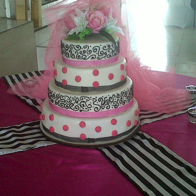 Pink, Black And White Wedding