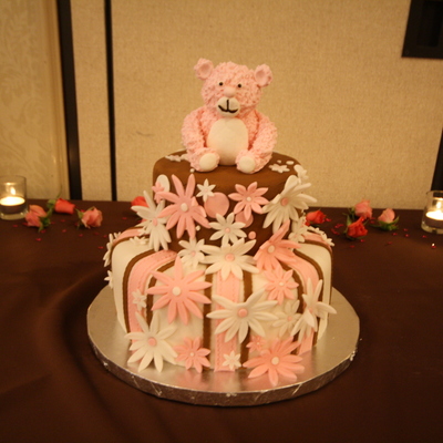 Pink & Brown Baby Shower Cake