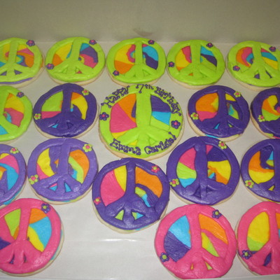 Tie Dye Peace Sign Cookies