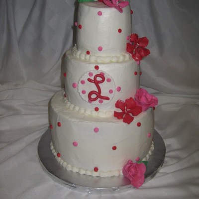 Red And Pink Tiered Cake
