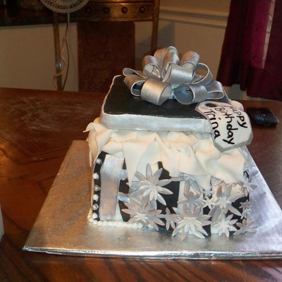 Black And Silver Birthday Cake