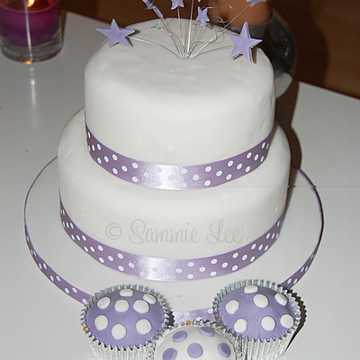 Lilac Polka Dot Cake + Cupcakes