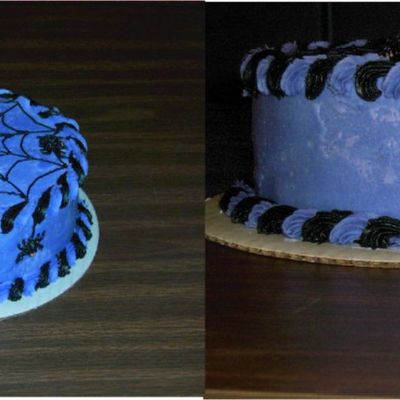 Purple Cake With Web And Spiders