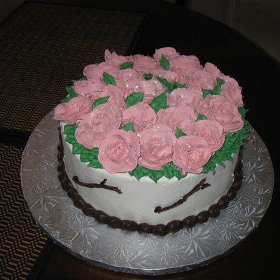 Whipped Cream Flowers Cake