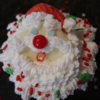 Santa Cupcake Dippped In White Chocolate