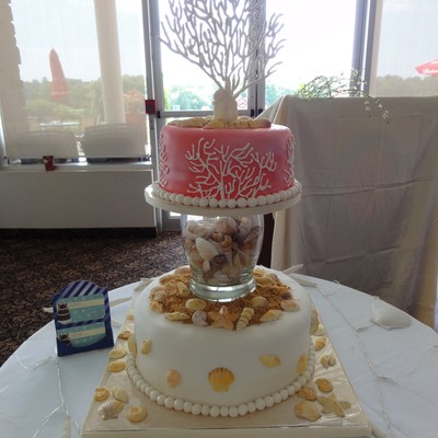 Coral And Beach Bridal Shower Cake