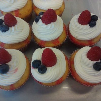 Raspberry Poke Cupcakes