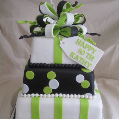 Black And Green 50Th Birthday Cake
