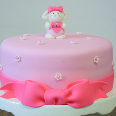 Girl's Bunny Baby Shower Cake