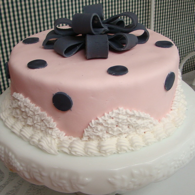 Pink, Black And White Fondant Birthday Cake