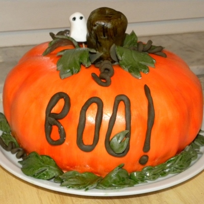 Halloween Pumpkin With A Little Ghost