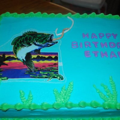 Chocolate Cake With Edible Fish Image