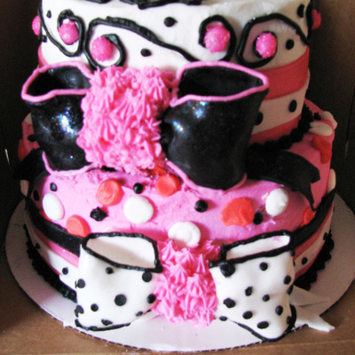 Pink, Black, And White Cake