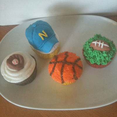 Football, Baseball, Basketball Cupcakes