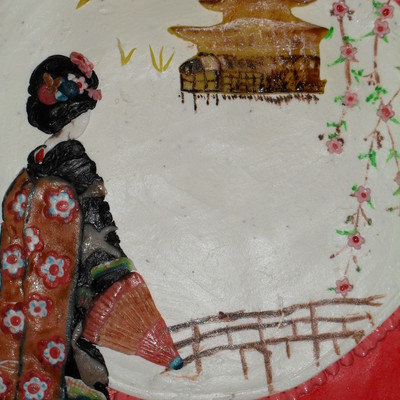 Japanese Lady Crossing Bridge