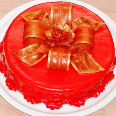 Red Rose And Bow Cake