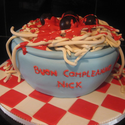 Spaghetti And Meatballs Birthday Cake