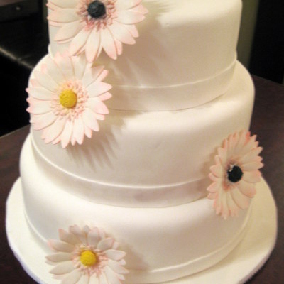 Pink Gerbera Wedding Cake
