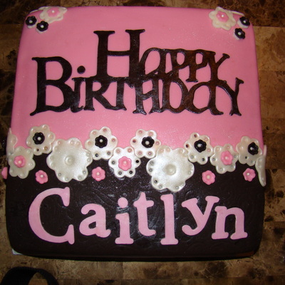 Pink & Brown Flower Cake